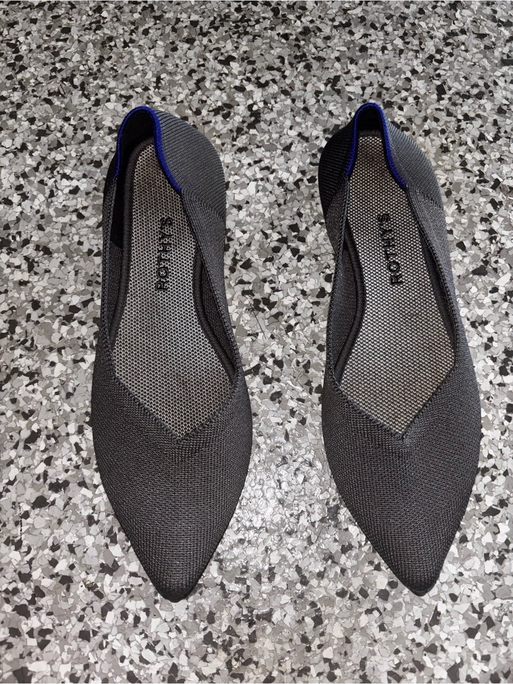 Rothy's The Point II Flats Gray Knit Pointed Toe W9 EU39 Shoes